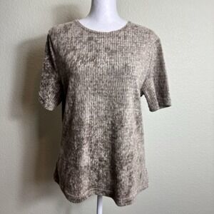Modern Essentials Women's Top Brown Size M Short Sleeve Pullover Velour